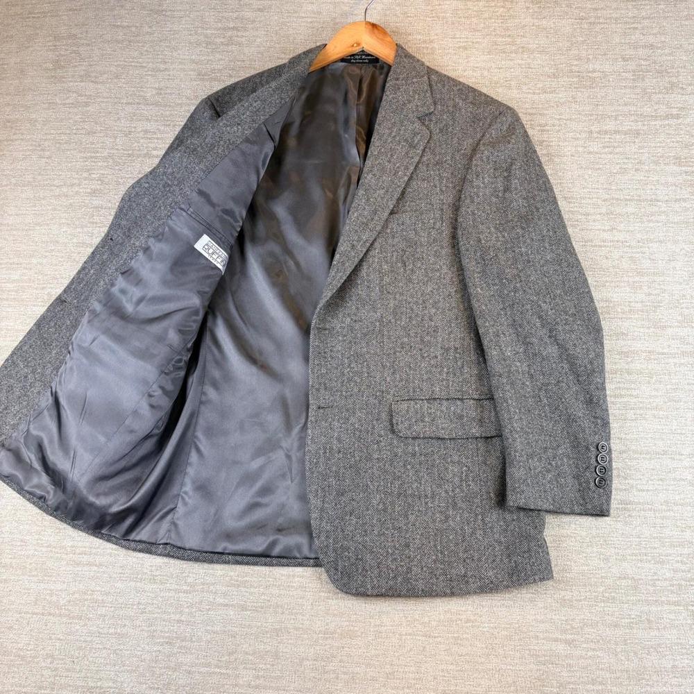 Gianfranco Ruffini Sport Coat Mens 40S Gray Herringbone Camel Hair Italy EUC